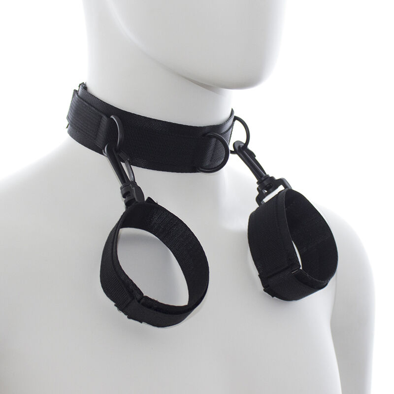 OHMAMA FETISH NYLONHALSBAND MED HANDBOJOR