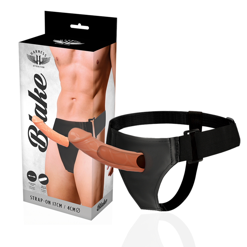 HARNESS ATTRACTION - BLAKE HOLLOW STRAP-ON - 15.5 X 4CM