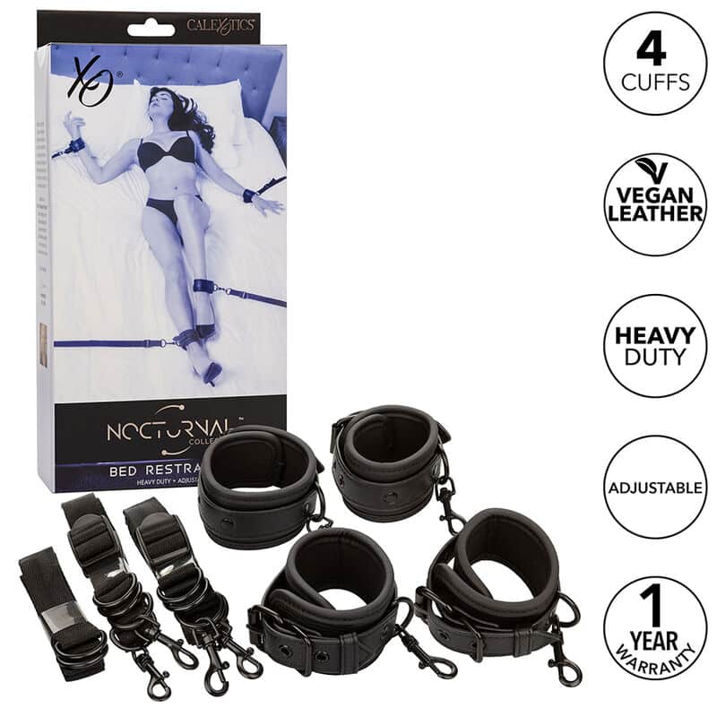 CALEXOTICS - NOCTURNAL BED RESTRAINTS LEATHER ADJUSTABLE